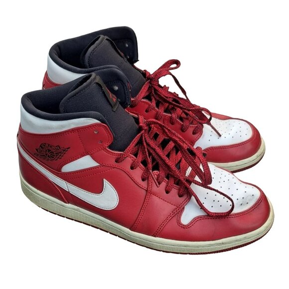 Nike Air Jordan 1 Mid Gym Red White Black Men’s Size 11 Retro 554724-605 - Picture 1 of 16